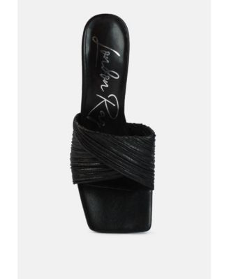 Womens Salty You Crinkled Triangular Block Heel Sandals