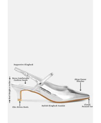 Womens Abloom Kitten Heel Slingback Sandals