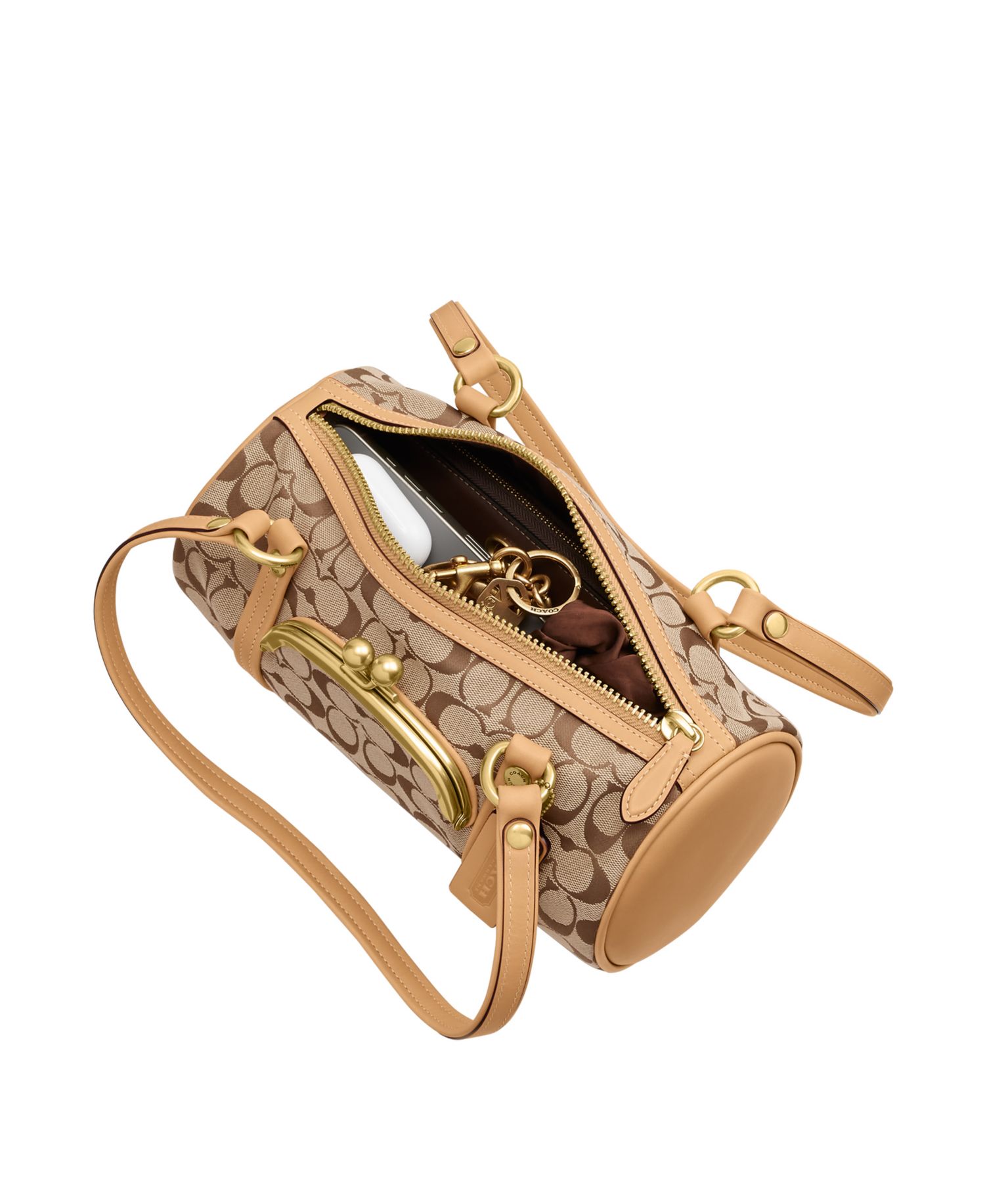 Kisslock Small Signature Jacquard Barrel Shoulder Bag 28