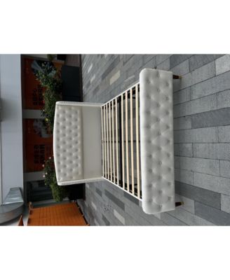 King Bed Frame Deep Button Tufted Wingback Headboard Velvet Upholstered Platform No Box Spring Easy Assembly