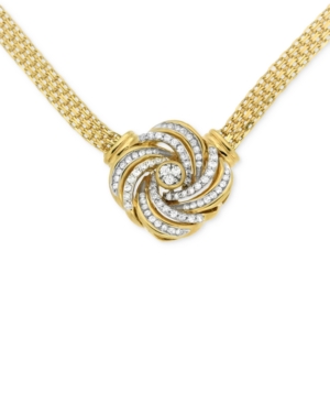 image of Diamond Love Knot Pendant Necklace (1/2 ct. t.w.) in 14k Gold-Plated Sterling Silver