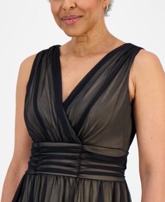 sleeveless mesh midi dress Sleeveless Cowl-Neck Mesh Midi Dress
