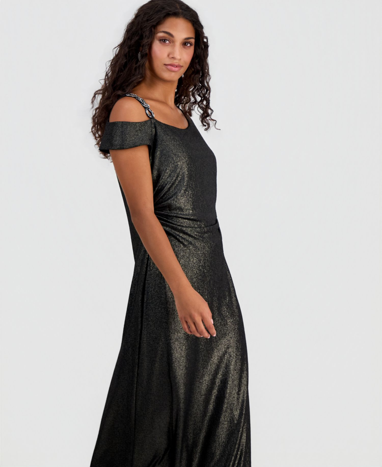 Petite Jacquard Asymmetric Dolman-Sleeve Sheath Dress