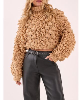 Women's High Neck Cropped Sweater
