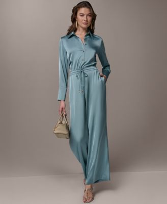 Petite Long-Sleeve Shirt and Wide-Leg Pull-On Pants