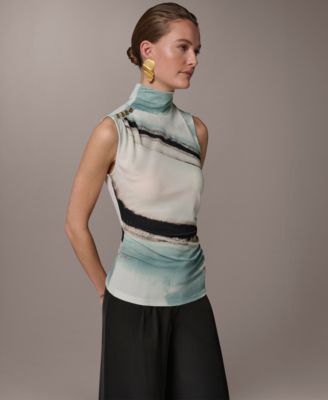 Petite Sleeveless Mock Neck Top