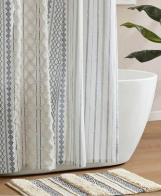 Imani Stripe Cotton Chenille Shower Curtain, 72" x 72"