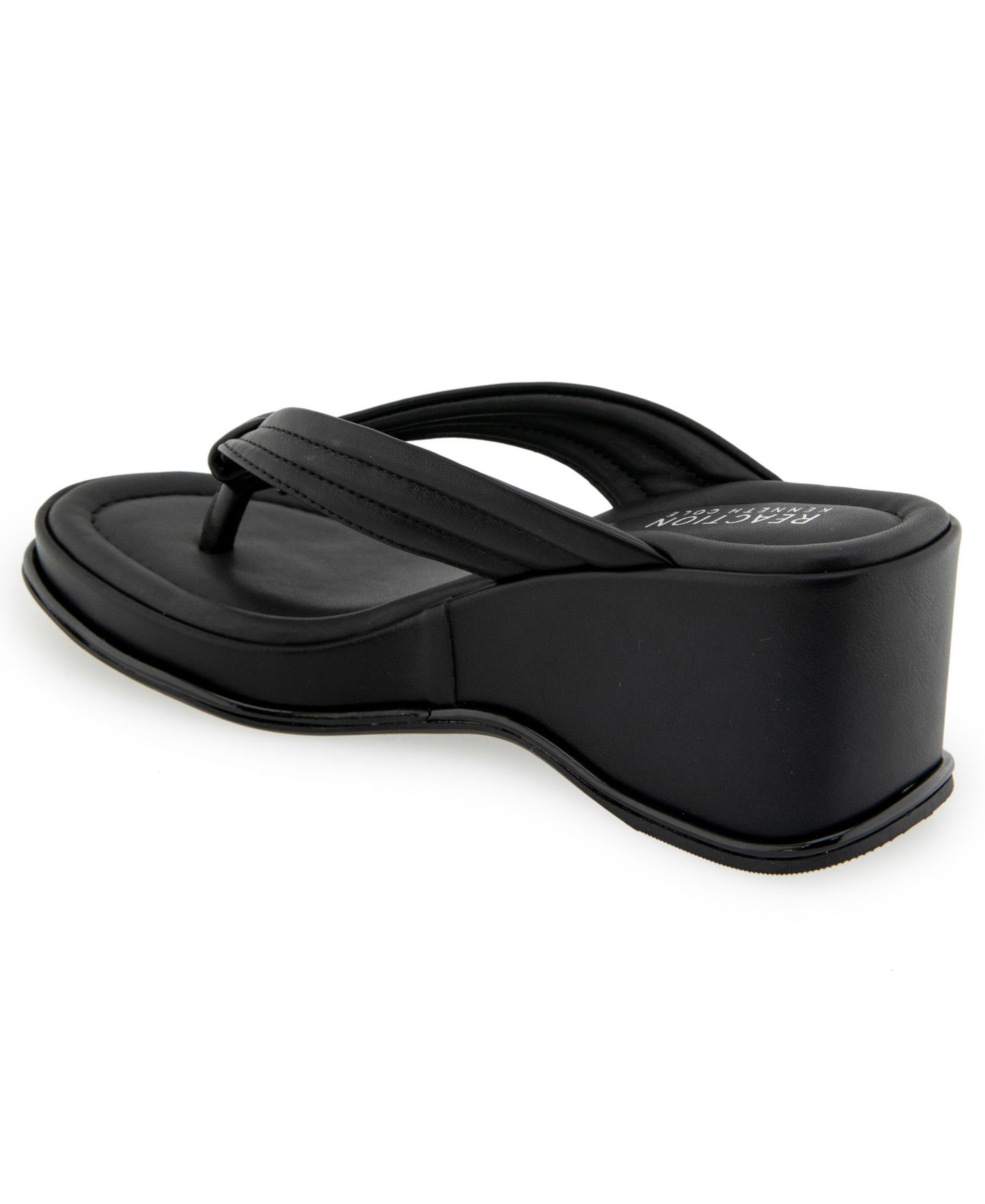 Женские сандалии Kenneth Cole Reaction Rixton Wedge Thong, цвет: Чёрный гладкий — фото 6