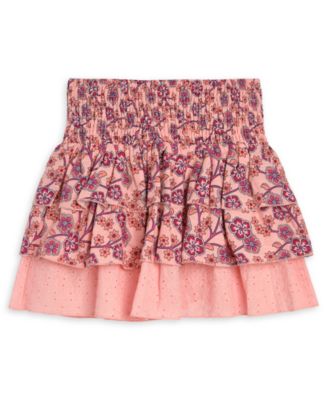 Girls' 7-16 Floral-Print Tiered Ruffle Mini Skirt