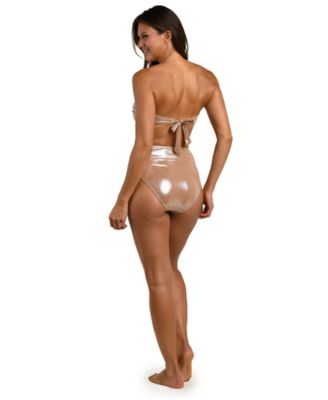 Women's Faux Beads Bandeau Neck Bikini Top