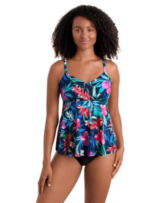 Women's Printed V-Neck Tankini Top and Bottoms