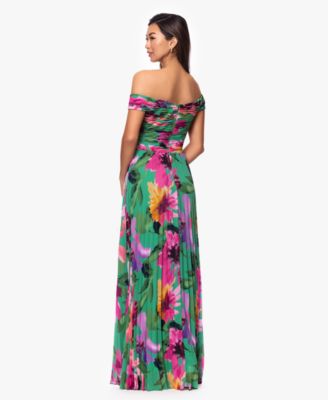 Women's Off-The-Shoulder Pleated Gown