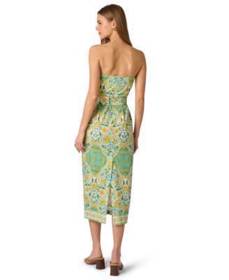 Women's Strapless Printed Midi Dress