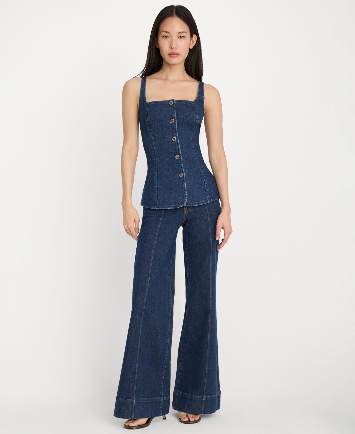 Женский топ Good American Square Neck, Regular & Plus Size, цвет: Синий — фото 2
