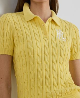 Petite Cable-Knit Polo Sweater