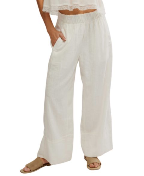 Женские брюки Free People Mid-Rise Wide-Leg, цвет: Слоновая кость
