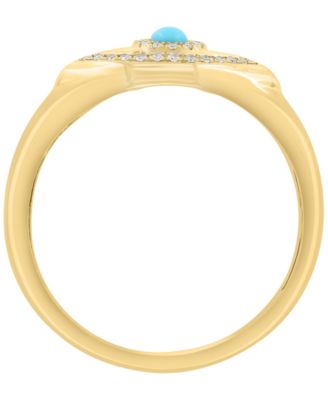 Diamond (1/10 ct. t.w.) and Turquoise Ring in 14k Yellow Gold