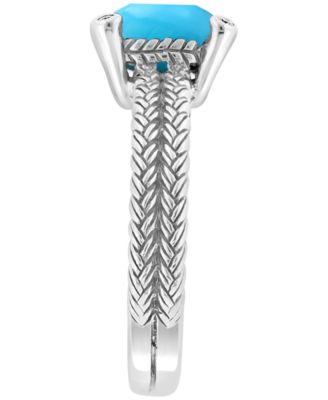 Diamond Accent (0.03 ct. t.w.) and Turquoise Ring in Sterling Silver