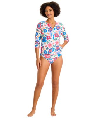 Women's Printed Long-Sleeve Zipper Rashguard