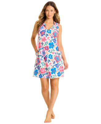 Women's V-Neck Printed Swim Dress