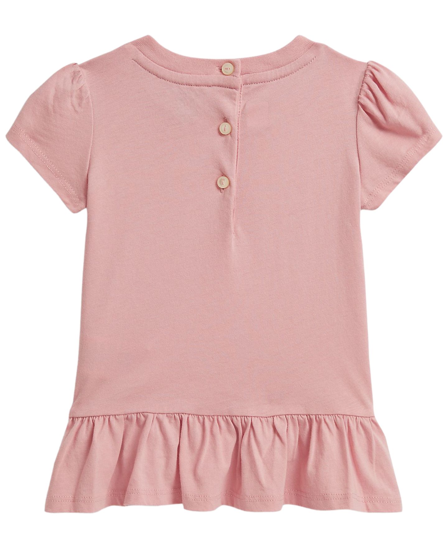 Polo Ralph Lauren Детский топ Ralph Lauren Polo Bear с баской из хлопкового джерси для девочек, малыши, цвет: Розовый — фото 2