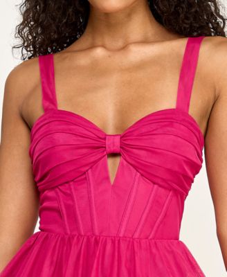 Juniors' Sweetheart Neck Tiered Skirt Dress