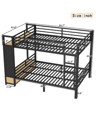 Queen Metal Bunk Bed with Storage for Teens