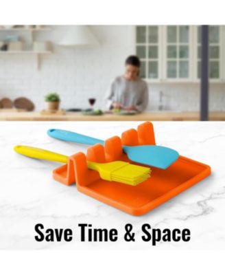 Silicone Kitchen Utensil Rest with Drip Pad for Multiple Utensils