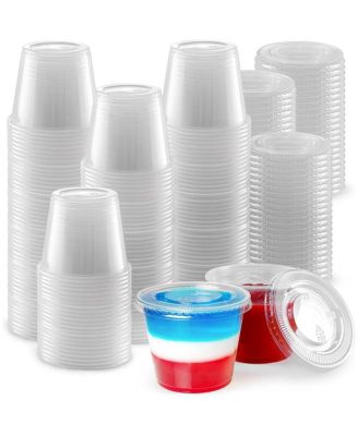 100 Pack Clear Jello Shot Cups with Lids - Disposable Condiment Cups