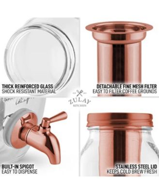 1.5L Cold Brew Coffee Maker with Glass Carafe & Stainless Steel Filter