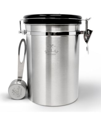 Coffee Storage Canister with Scoop, Date Tracker, Built-In One-Way CO2 Valve & 2 Spare Filter Replacements