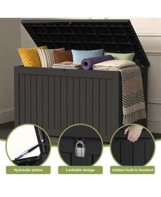 270 Gallon Patio Waterproof Resin Deck Box Lockable Outdoor Storage Garden Tools