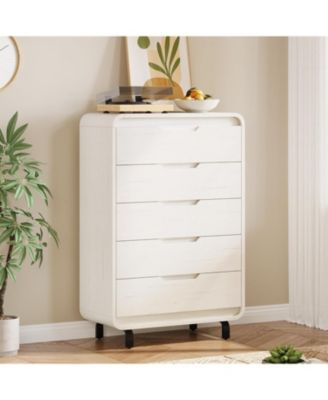 5-Drawer Dresser, 48" Tall Modern Wooden Storage Chest for Living Room