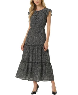 Women's Flutter-Sleeve Tiered Dress