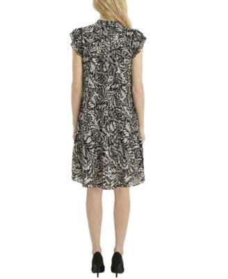 Women's Flutter-Sleeve Flounced Dress