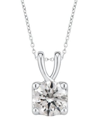 GIA Certified Diamond Solitaire 18" Pendant Necklace (1 1/2 ct. t.w.) in 14K White Gold