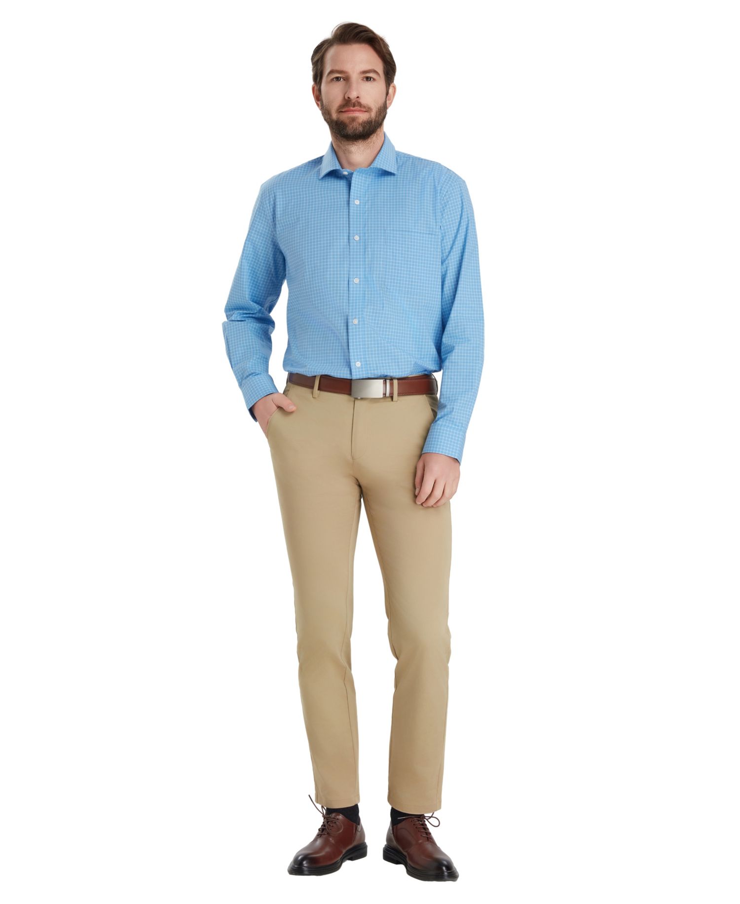 Men's Poplin Charles Plaid Dress Shirt