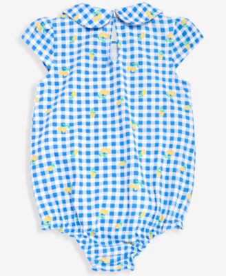 Baby Girls' 0M-24M Lemon-Print Gingham Sunsuit