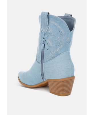 Womens Nigara Cut Out Detail Denim Cowboy Boots