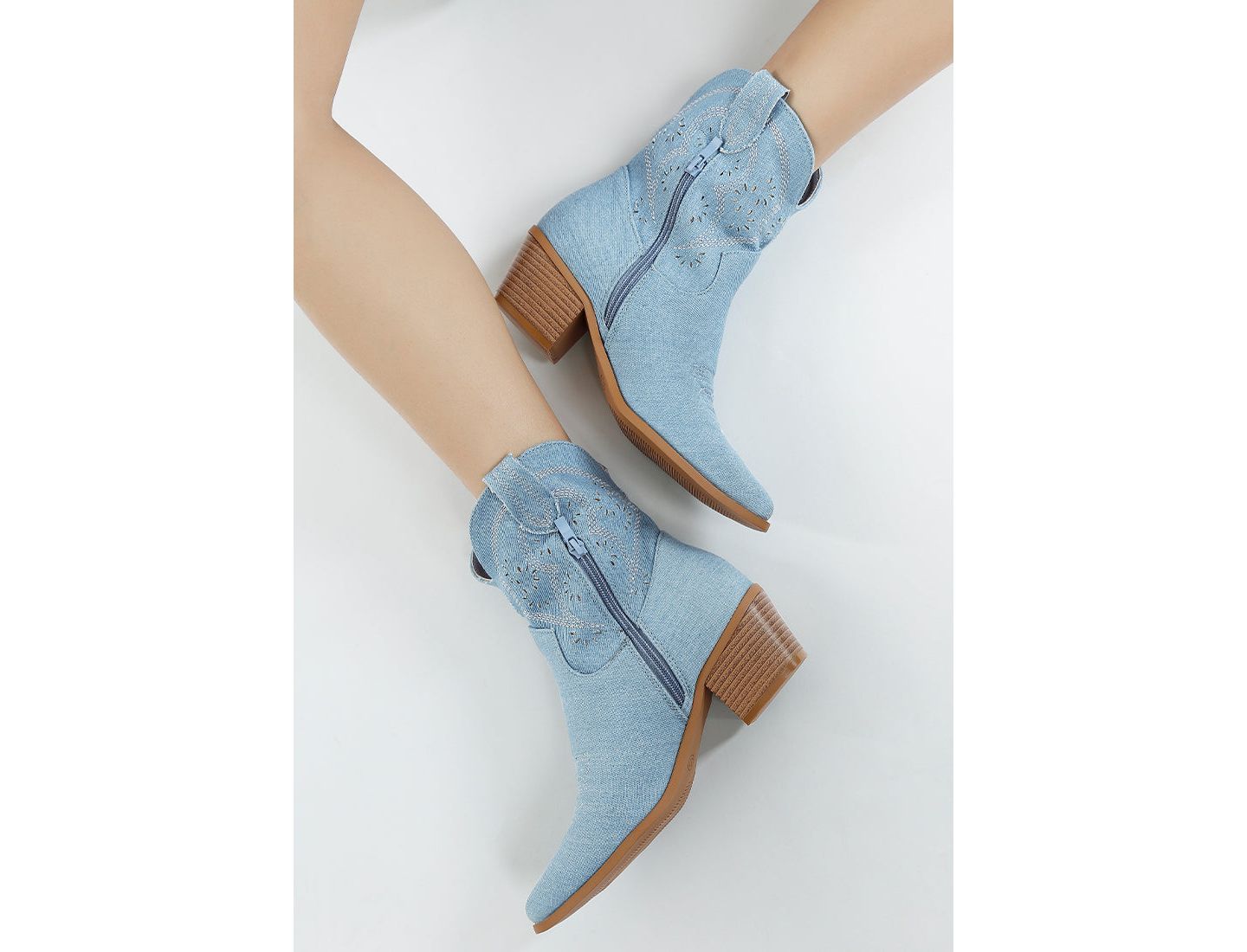 Женские ботинки London Rag Nigara Cut Out Detail Denim Cowboy, цвет: Джинсовый — фото 4