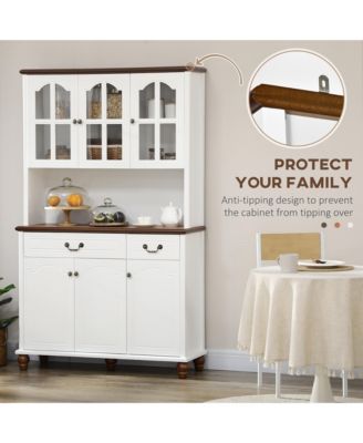 Dining Room Kitchen Hutch Storage Cabinet with Antique Details