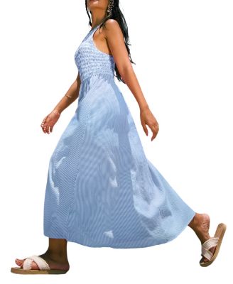 Women's Pucker Striped Maxi Beach Dress