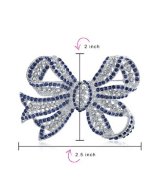 Victorian Style Large Statement Crystal Fashion Bow Brooch Pin Silver Plated