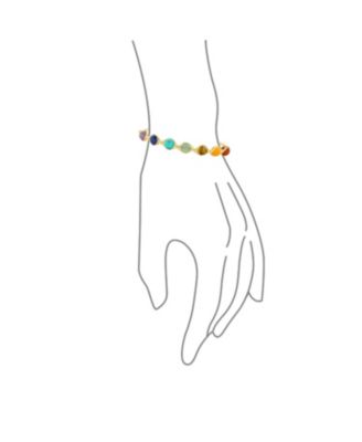 Spiritual Multicolor Chain Link Bracelet with Healing Stone Beads Adjustable