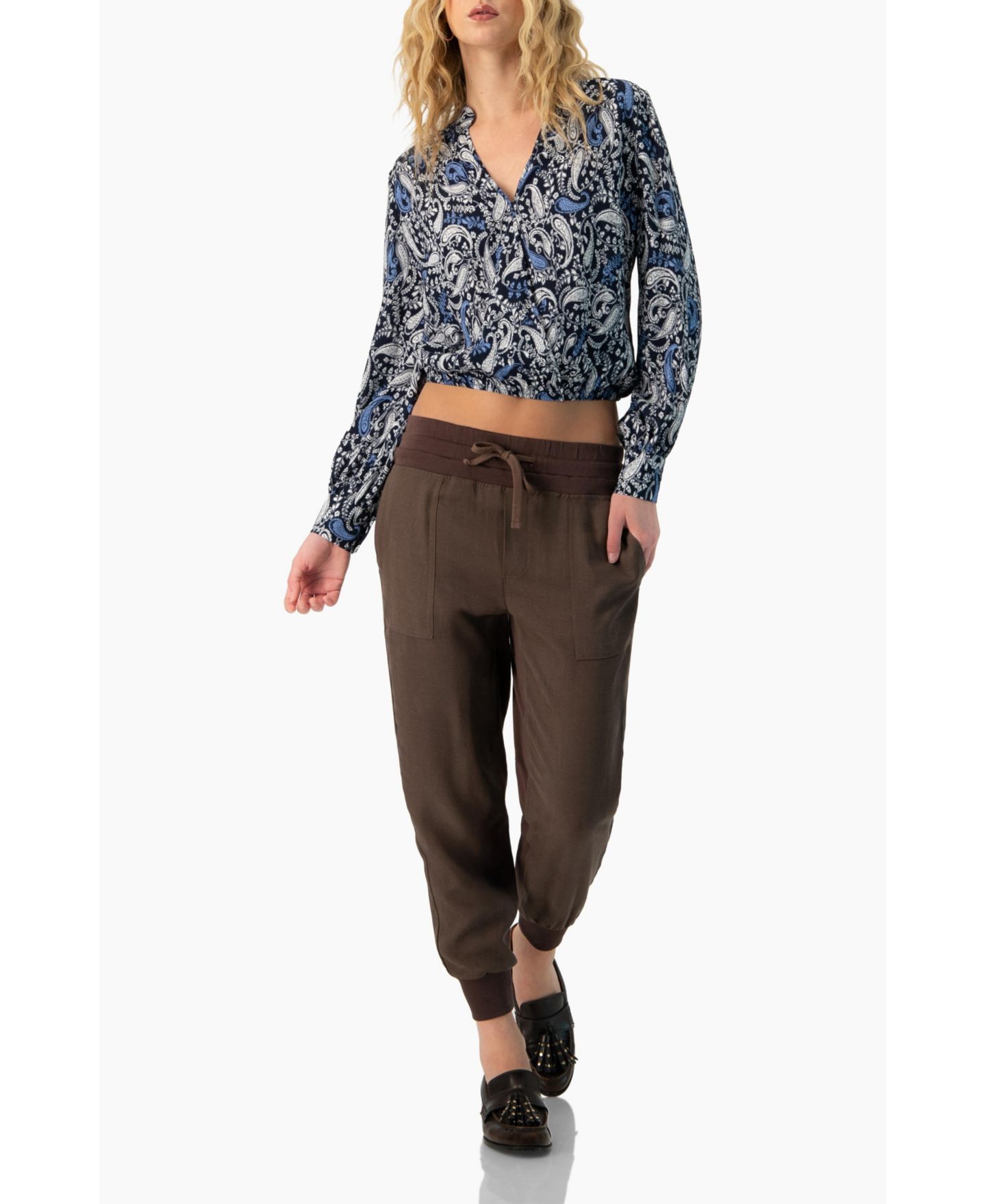 Женская блузка Ivonne Long Sleeve Paisley V-Neck, цвет: Тёмно-синий — фото 5