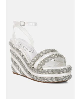 Womens My Bliss Rhinestone Studded Wedge Sandals