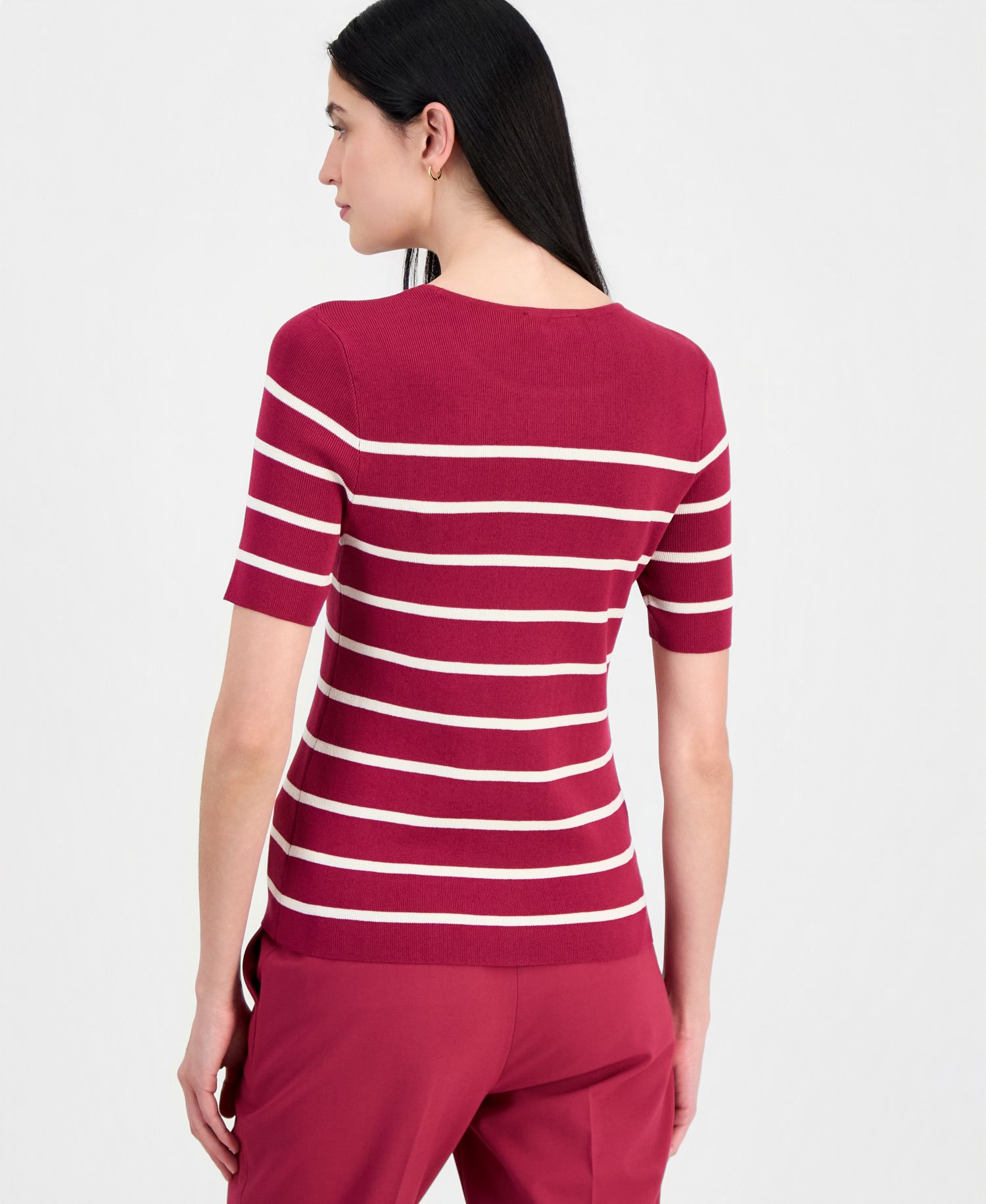 Women's Striped Short-Sleeve Sweater Tee