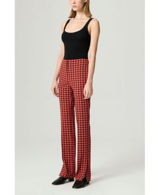 Women's Plaid Slit-Hem Pants