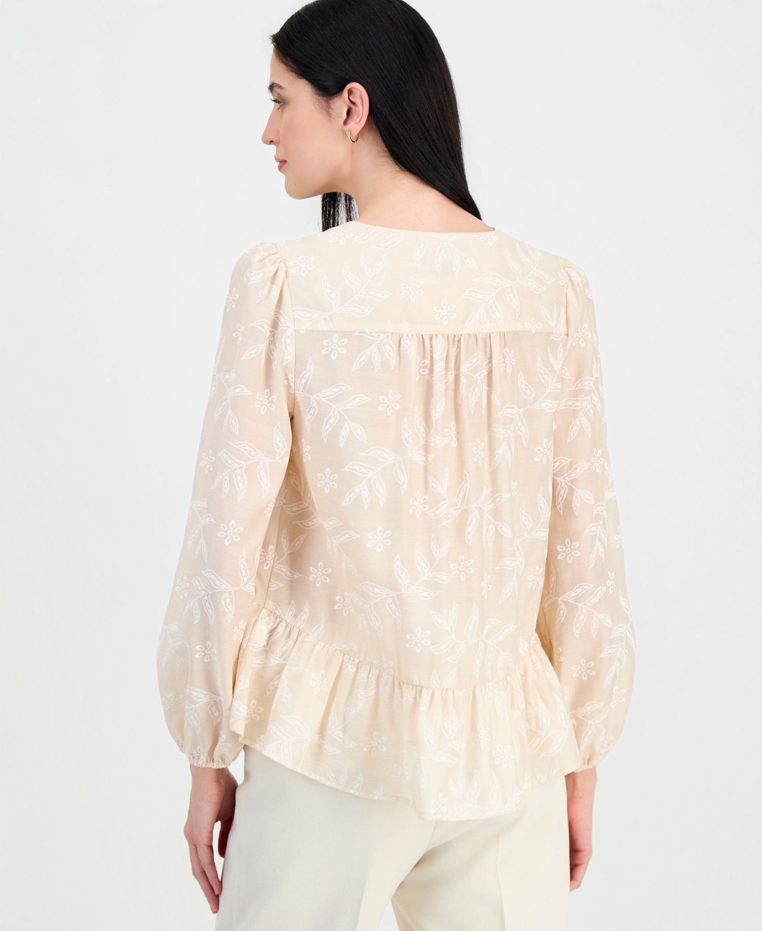 Women's Long-Sleeve Peplum Blouse