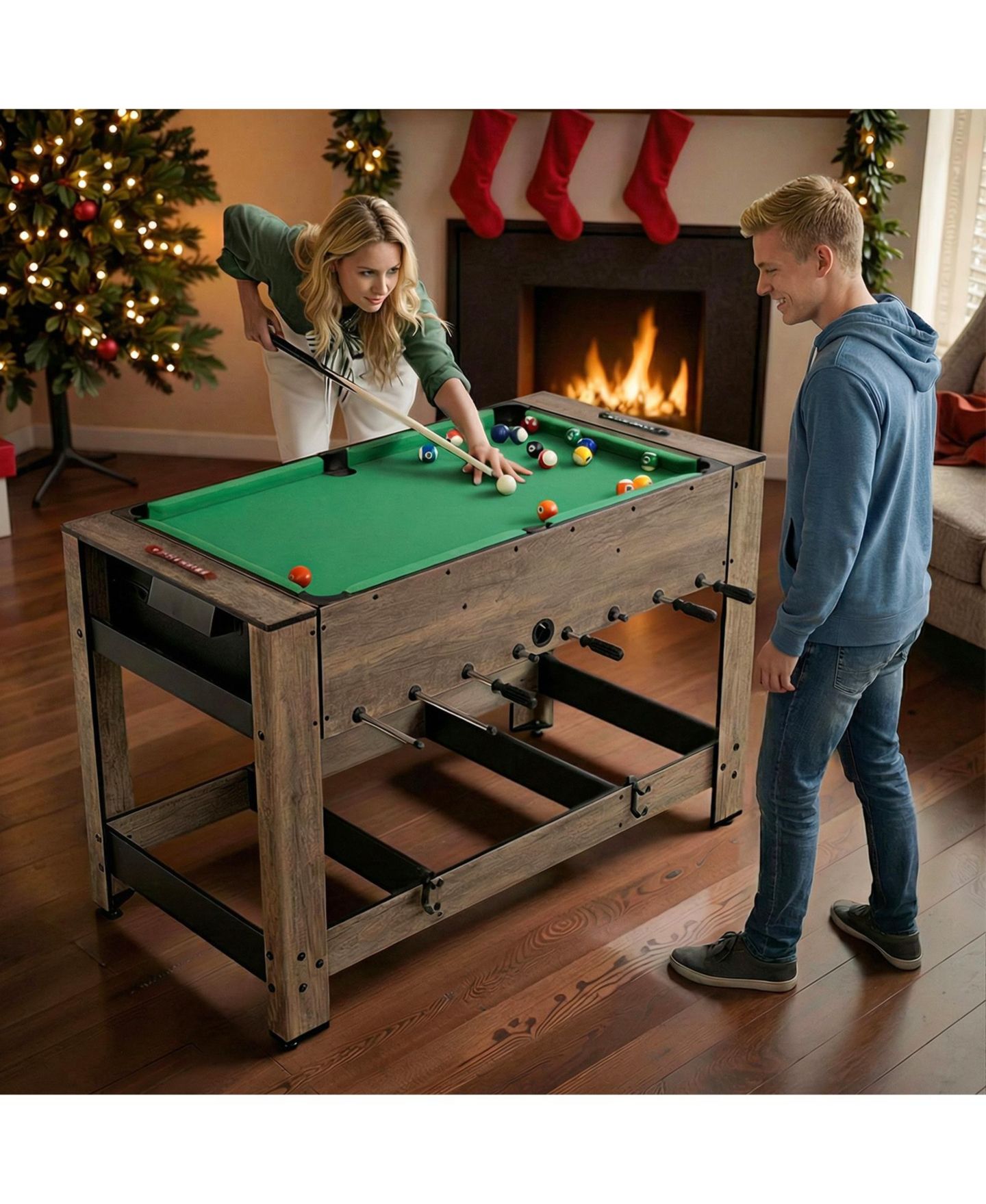Детская игрушка Mecale 2-in-1 Swivel Foosball and Pool Combo Game Table, цвет: Зелёный — фото 2